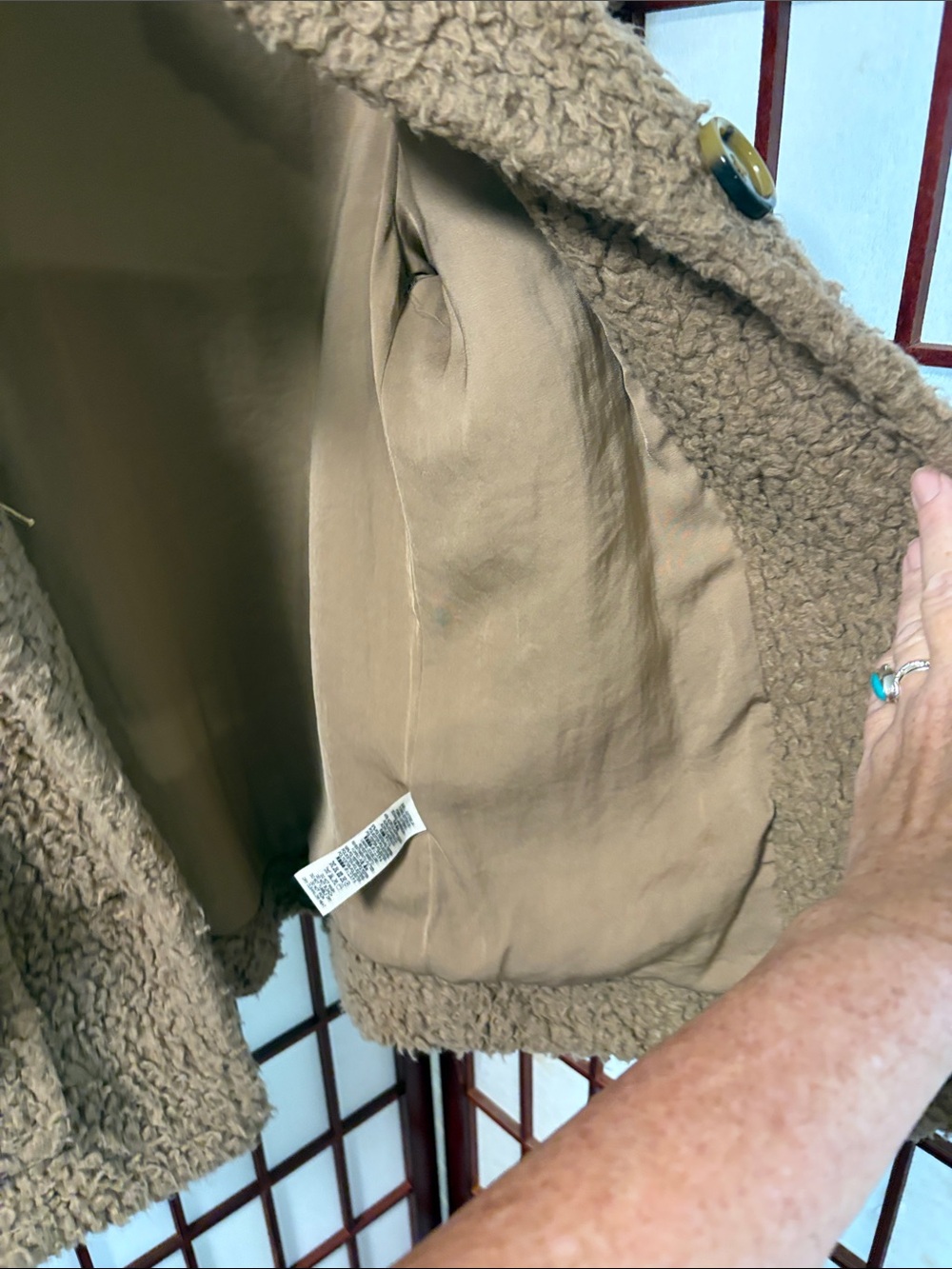 Free people Womens Cozy Teddy Button-Front Jacket - Camel - Picture 5 of 10